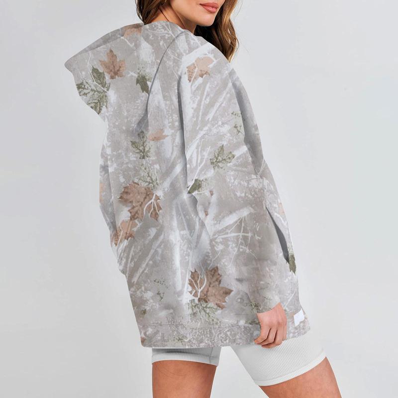 Sudadera unisex de camuflaje con estampado de hojas de TICOSA, sudaderas de gran tamaño