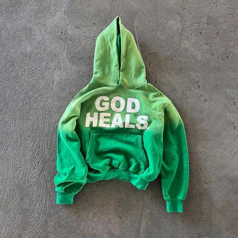 Sudadera informal con capucha y estampado God Heals de TICOSA