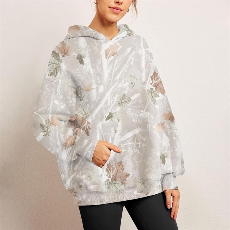 Sudadera unisex de camuflaje con estampado de hojas de TICOSA, sudaderas de gran tamaño