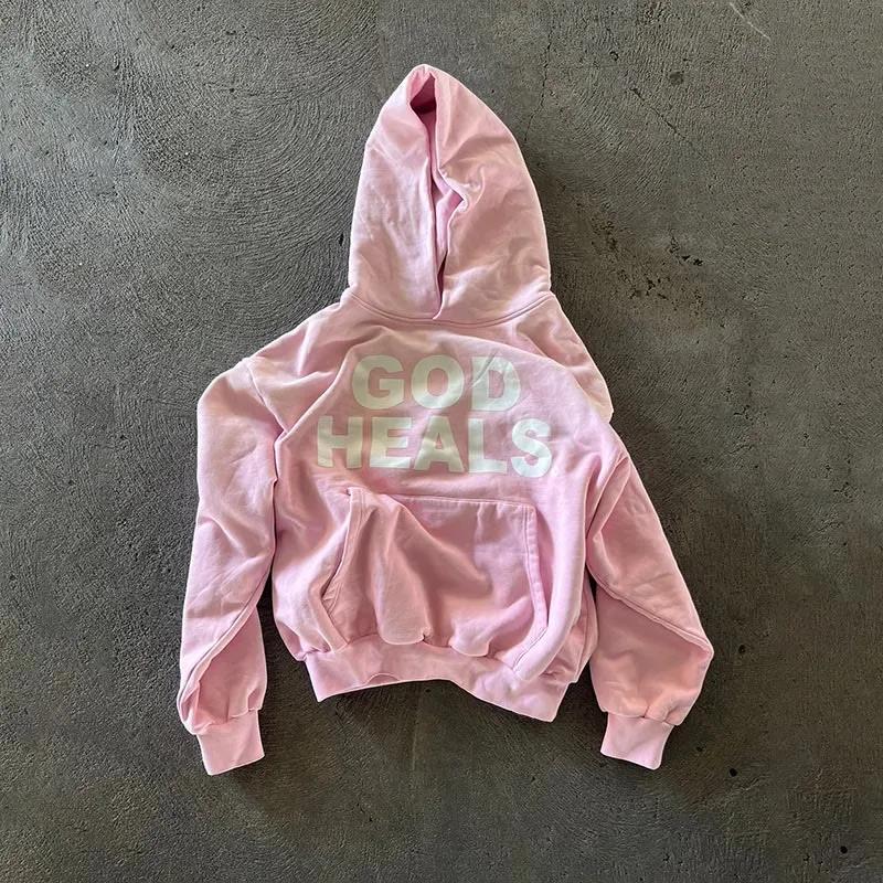 Sudadera informal con capucha y estampado God Heals de TICOSA