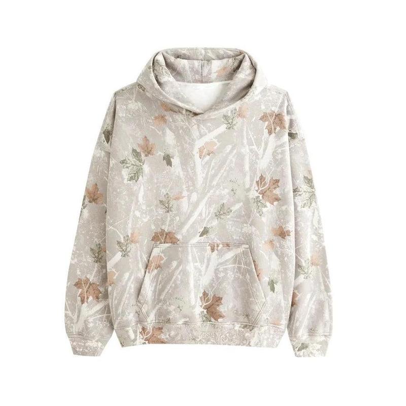 Sudadera unisex de camuflaje con estampado de hojas de TICOSA, sudaderas de gran tamaño