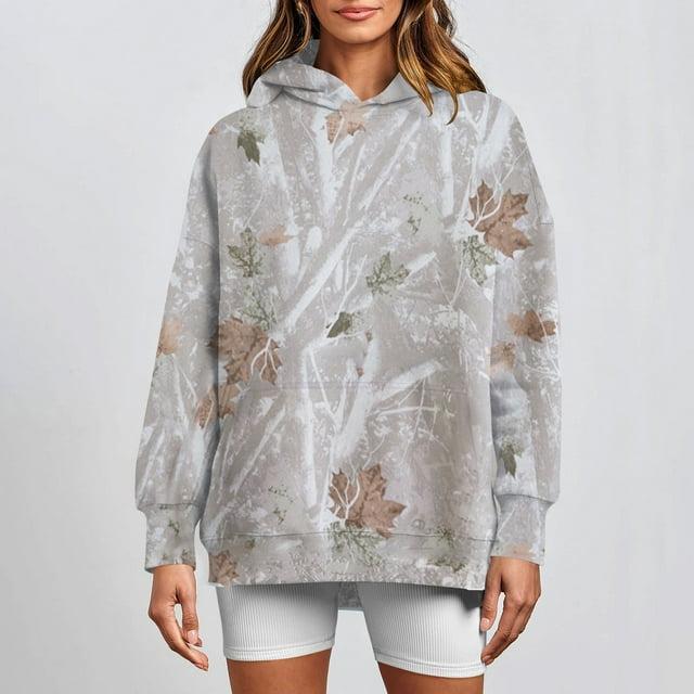 Sudadera unisex de camuflaje con estampado de hojas de TICOSA, sudaderas de gran tamaño