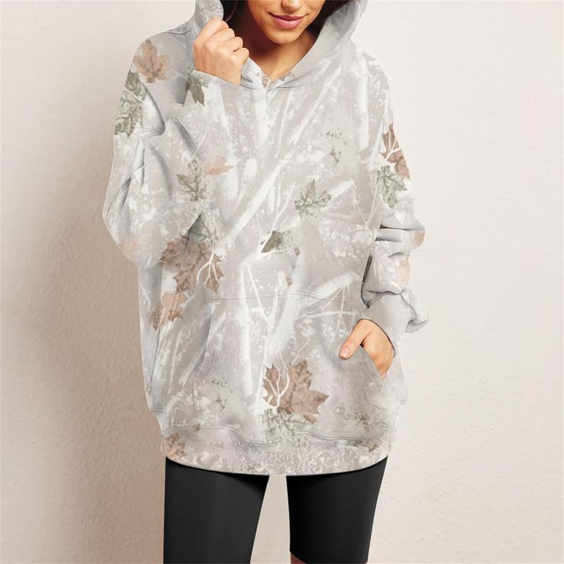 Sudadera unisex de camuflaje con estampado de hojas de TICOSA, sudaderas de gran tamaño
