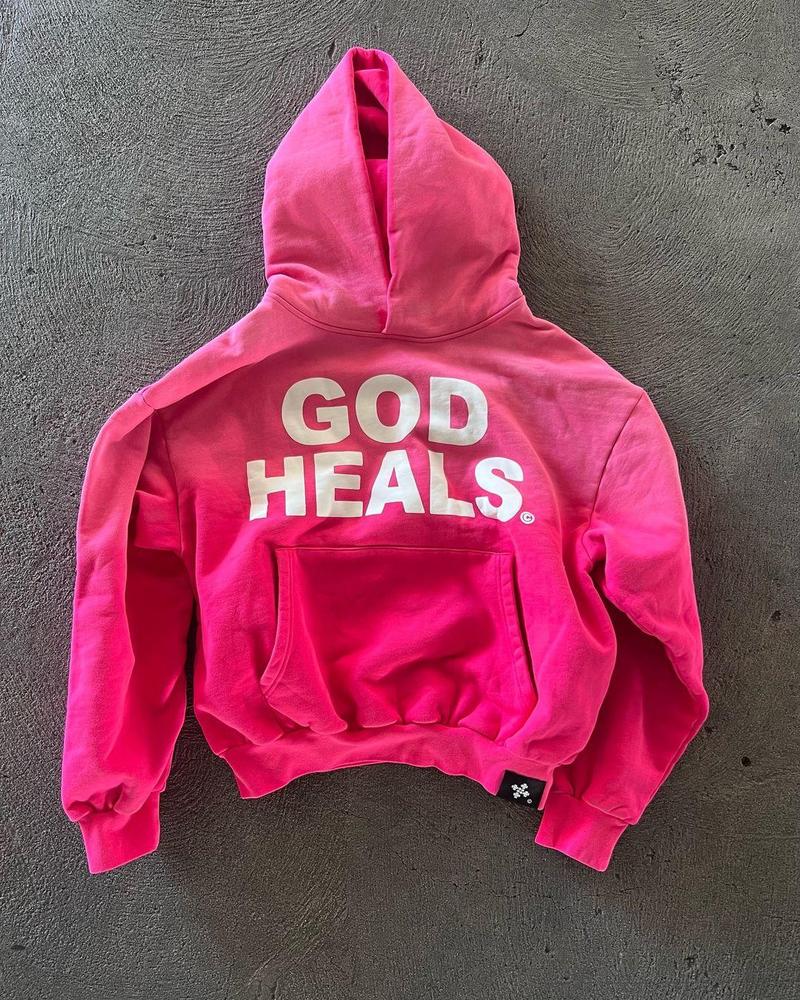 Sudadera informal con capucha y estampado God Heals de TICOSA