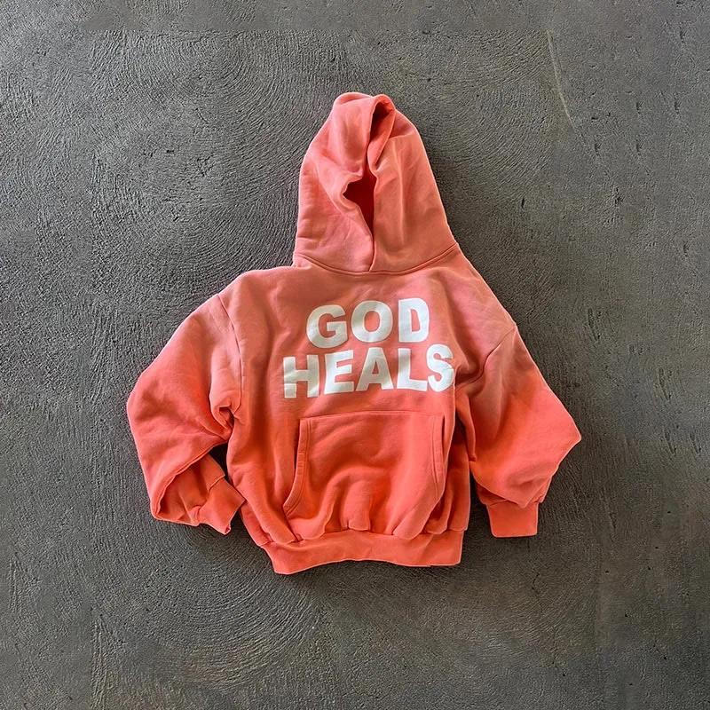 Sudadera informal con capucha y estampado God Heals de TICOSA