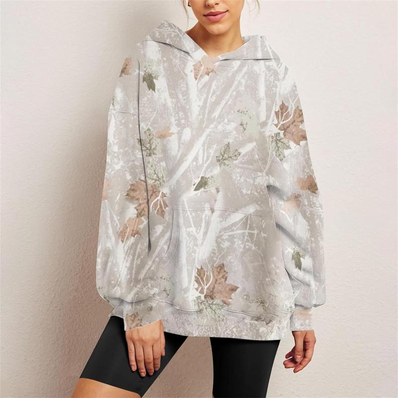 Sudadera unisex de camuflaje con estampado de hojas de TICOSA, sudaderas de gran tamaño