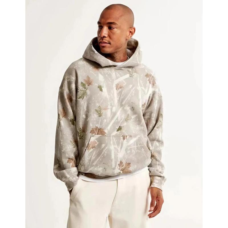 Sudadera unisex de camuflaje con estampado de hojas de TICOSA, sudaderas de gran tamaño