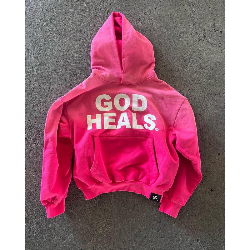 Sudadera informal con capucha y estampado God Heals de TICOSA