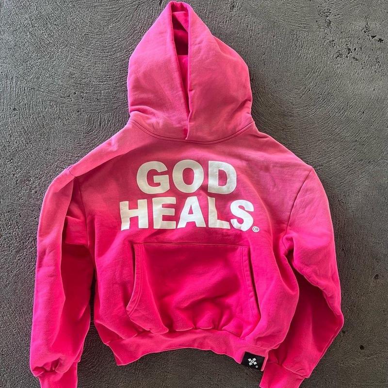 Sudadera informal con capucha y estampado God Heals de TICOSA