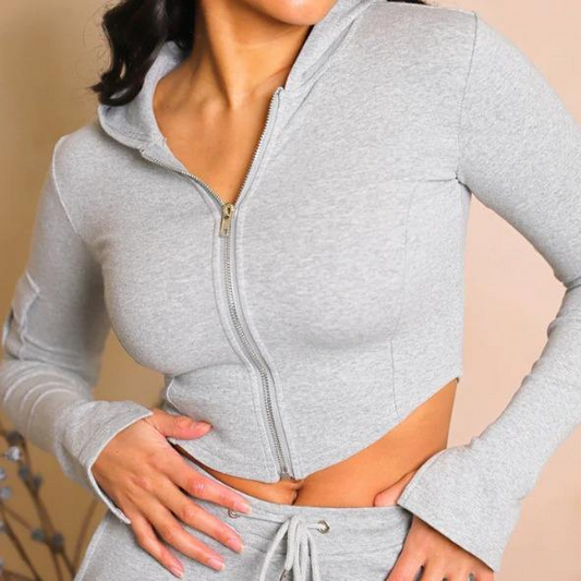 TICOSA Fashion Long Sleeve Sweat Hooded Set Two Pieces